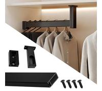 VIIGUIY Barra Armario Barras de Armario de Aleación de Aluminio Engrosadas, Riel para Colgar Gabinete con Soportes, Compartimento Montada en El Techo/Pared(34cm/13.4in)