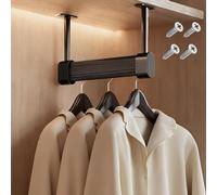 VIIGUIY Barra Armario Barras de Armario para Techo, 30, 40, 50, 60, 70 y 80 cm, para Colgar Ropa, Ahorrando Espacio, con Rieles y Soportes para Cortinas.(36cm/14.2in)