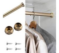 VIIGUIY Barra Armario Barras de Armario Resistentes de Acabado Mate, Poste de Gabinete para Colgar Ropa de 50 80 100 120 150 cm, Rieles Lisos Recortables(Champagne,38in/96.5cm)