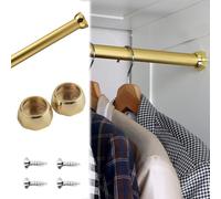 VIIGUIY Barra Armario Barras de Armario Resistentes de Acabado Mate, Poste de Gabinete para Colgar Ropa de 50 80 100 120 150 cm, Rieles Lisos Recortables(Gold,40in/101.6cm)