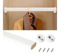 VIIGUIY Barra Armario Barras de Madera Pulida para Armarios, 40, 60, 80, 120 y 160 cm, para Organizar El Almacenamiento, Barra para Colgar Cortinas Casquillo(White,150cm/59.1in)