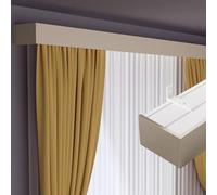 VIIGUIY Riel Cortina Techo Cenefa de Aluminio Resistente con Herrajes, Cenefa Opaca para Dormitorio, Panel de Cortina Tres en Uno y Riel Doble.(Champagne Wall,7ft/213.4cm)