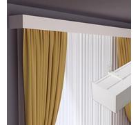 VIIGUIY Riel Cortina Techo Cenefa de Aluminio Resistente con Herrajes, Cenefa Opaca para Dormitorio, Panel de Cortina Tres en Uno y Riel Doble.(White Wall,7ft/213.4cm)