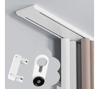 VIIGUIY Riel Cortina Techo Riel de Cortina Doble De Lujo para Techo, de Aluminio Resistente, para Ventanas, con Deslizamiento Suave y Rodillo Silencioso.(White,11ft/335.3cm)