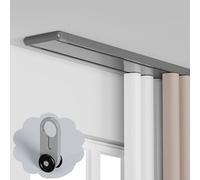 VIIGUIY Riel Cortina Techo Riel de Cortina Doble De Lujo para Techo, de Aluminio Resistente, para Ventanas, con Deslizamiento Suave y Rodillo Silencioso.(Gray,15.5ft/472cm)