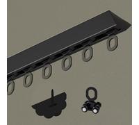 VIIGUIY Riel Cortina Techo Riel para Cortinas en Forma de V para Montaje en Techo, Sistema de Riel para Cortinas Simple con Kit de Herrajes con Ruedas, para Litera(Black Ceiling,11.5ft/350cm)