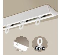 VIIGUIY Riel Cortina Techo Riel para Cortinas en Forma de V para Montaje en Techo, Sistema de Riel para Cortinas Simple con Kit de Herrajes con Ruedas, para Litera(White Ceiling,14ft/426.7cm)