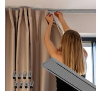 VIIGUIY Riel Cortina Techo Sistema de Riel para Cortinas De Doble Fila para Ventanas, Riel para Cortinas de Techo, Riel para Cortinas Divisorias de Ambientes(Black,90cm/3ft)