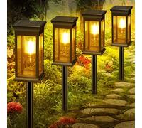VIIIVA - Lámpara solar exterior, [4 paquetes] foco solar exterior con detector de movimiento, LED iluminación solar exterior impermeable IP65 2 modos inalámbrico luz seguridad para jardín, camino,
