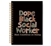 VIIJJUE Dope - Cuaderno de trabajador social negro, regalos para trabajadores sociales del mes de la historia negra, regalos de trabajadores sociales para mujeres negras, regalos de trabajadores