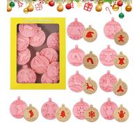 Viilich 10pcs Moldes Galletas Navidad plástico, Moldes Galletas Navidad 3D, cortadores de galletas de Navidad, molde para hornear galletas, para Cookie, Pasteles, Fondant Decoración de Pasteles (F)