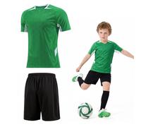viiotu Equipación Fútbol Niño Camiseta Fútbol Niño de Rápido Secado, Conjunto de Shorts y Camiseta Set Deportivo Kinder para Entrenamiento (FR/ES, Edad, 10 años, 11 años, Regular, Verde)