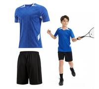 viiotu Equipación Fútbol Niño Camiseta Fútbol Niño de Rápido Secado, Conjunto de Shorts y Camiseta Set Deportivo Kinder para Entrenamiento (FR/ES, Edad, 10 años, 11 años, Regular, Azul)