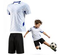 viiotu Equipación Fútbol Niño Camiseta Fútbol Niño de Rápido Secado, Conjunto de Shorts y Camiseta Set Deportivo Kinder para Entrenamiento (FR/ES, Edad, 12 años, 13 años, Regular, Blanco)