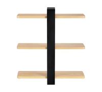 VIIROUD - Estantería de pared larga de madera, estante flotante ajustable de 3 niveles, soporte de suspensión, para casa, cocina, sala de estar, baño, oficina, dormitorio, 58 x 50 x 16 cm, negro (2