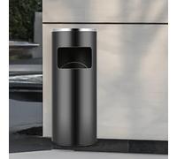 VIIROUD Papelera de acero inoxidable 30 L, contenedor de basura de cocina, cubo de basura para cenicero sobre pie exterior con cubo interior 30 L disponible para hotel jardín exterior supermercado