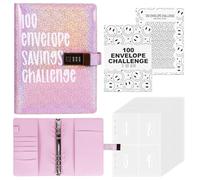 Viitech 2025 100 Envelope Saving Challenge con cerradura de combinación, carpeta de anillas A5, organizador de ahorro de dinero, forma de ahorro, planificador de presupuesto A5 con sobres de efectivo