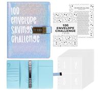 Viitech 2025 100 Envelope Saving Challenge con cerradura de combinación, carpeta de anillas A5, organizador de ahorro de dinero, forma de ahorro, planificador de presupuesto A5 con sobres de efectivo