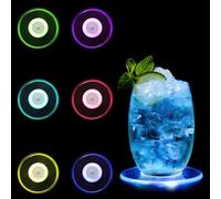 Viitech Pack de 6 Posavasos LED, Posavasos Luminosos con 7 Modos de Luz, Impermeables para Vidrio, Jugo, Cerveza, Bodas, Fiesta de Navidad, Regalo