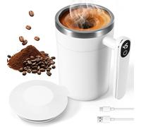 Viitech Taza de café autoagitable, 400 ml, de acero inoxidable, automática, magnética, con indicador de temperatura, recargable por USB, taza autoagitable para café, leche, chocolate caliente