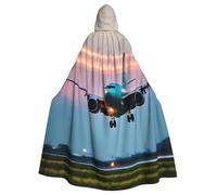 Viiuhvjbj Airplane In The Evening LightsAdult - Capa larga unisex con capucha para Halloween, Navidad, carnaval, cosplay, fiesta de máscaras, disfraz de bruja y vampiro