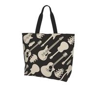 Viiuhvjbj Bolso de mano grande con estampado de guitarra para mujer, para el trabajo, escuela, viajes, compras, uso diario