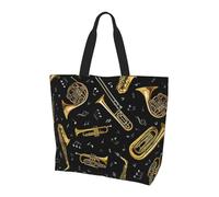 Viiuhvjbj Bolso de mano grande con estampado de instrumentos musicales para mujer, para el trabajo, la escuela, viajes, compras, uso diario