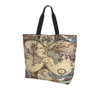 Viiuhvjbj Bolso de mano grande para mujer, diseño de mapa antiguo del mundo, bolso de hombro para el trabajo, escuela, viajes, compras, uso diario