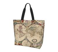 Viiuhvjbj Bolso grande con estampado de mapa del mundo para mujer, bolso de mano grande para el trabajo, escuela, viajes, compras, uso diario