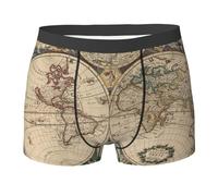 Viiuhvjbj Calzoncillos tipo bóxer con estampado retro de mapa del mundo, ropa interior cómoda y transpirable para hombre, Negro, M