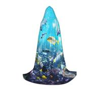 VIIUHVJBJ Capa con capucha colorida 3D con estampado de naturaleza escénica del mar bajo el agua de peces tropicales para adolescentes, capa para Halloween, cosplay, carnaval, fiesta temática