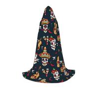 VIIUHVJBJ Capa con capucha con estampado de calavera mexicana para adolescentes, capa para Halloween, cosplay, carnaval, fiesta temática