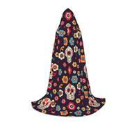 VIIUHVJBJ Capa con capucha con estampado de calavera mexicana para adolescentes, capa para Halloween, cosplay, carnaval, fiesta temática