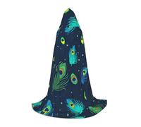 VIIUHVJBJ Capa con capucha con estampado de plumas de pavo real para adolescentes, capa para Halloween, cosplay, carnaval, fiesta temática