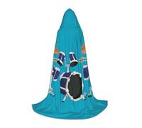 VIIUHVJBJ Capa con capucha con estampado de tambor de jazz para adolescentes, capa para Halloween, cosplay, carnaval, fiesta temática