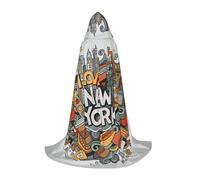 VIIUHVJBJ Capa con capucha para adolescentes con diseño de dibujos animados de Nueva York, para Halloween, cosplay, carnaval, fiesta temática