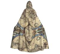 Viiuhvjbj Capa con capucha unisex para adultos, diseño de mapa del mundo antiguo, para carnaval, Halloween, Navidad, cosplay, para fiestas de disfraces de brujas, vampiros