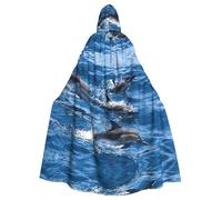 Viiuhvjbj Dolphins In The Seaadult - Capa larga unisex con capucha para Halloween, Navidad, carnaval, cosplay, fiesta de máscaras, disfraz de bruja y vampiro