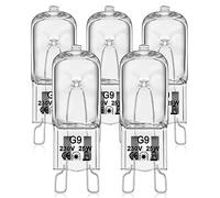 VIIVUU Bombilla G9 para horno, halógeno bombillas de 230 V, 25 W, halógeno, regulable, 260 lm, lámpara de tolerancia de 300 °C, para horno Neff/AEG/Smeg/Hotpoint/Bosch/Whirlpool/,Electrolux/Zanussi/De