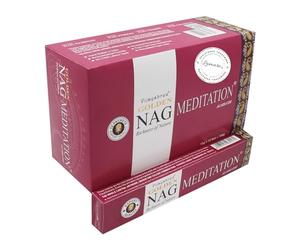 Vijayshree Golden Nag Meditation - 12 Paquetes de 15 g = 180 g - Aromaterapia - Meditación - Espiritualidad - 100% Natural EcoFriendly