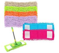 Vijixka Juego de 6 Funda Mopa Microfibra, Mopa con Flecos, Funda para Fregona 40x9,5 cm, Mopa de Microfibra para Limpieza de Suelos (Rojo, Amarillo, Verde, Azul, Morado, Marrón)