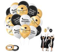 Vijixka Set de 30 Globos Decorativos de 30cm con La Frase "Felicitaciones Por Aprobar un Examen", en Negro y Dorado. Ideal Para Fiestas de Graduación, Licencia de Conducir y Ceremonias de Graduación