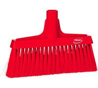 Vikan - Escoba de Portal - con Mango Recto - Cerdas Suaves - Rojo