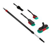 Vikan Juego de cepillos de lavado de coche con mango telescópico y cepillo para llantas, cepillo de lavado con mango telescópico y conector de manguera