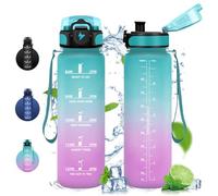 Vikaster Botella deportiva, 1000 ml, sin BPA, tritán, a prueba de fugas, botella de agua de plástico, con ácido carbónico, apta para bicicleta, niños, fitness, escuela, yoga