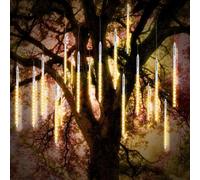 Vikdio Lluvia de Meteoritos Luces 30cm 10 Tubos en Espiral 300 LEDs Impermeable Nieve Cayendo Luces de Cadena para la Decoración Hogar árbol Navidad, Soporte 3 Juegos de Gancho (Blanco cálido)