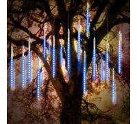 Vikdio Lluvia de Meteoritos Luces de Lluvia 30cm 10 Tubos en Espiral 300 LEDs Impermeable Nieve Cayendo Luces de Cadena para la Decoración Hogar árbol Navidad, Soporte 3 Juegos de Gancho (Azul)