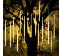 Vikdio Lluvia de meteoros Luces de Lluvia, 50cm 10 Tubos de Espiral 540 Leds Nieve Caída Luces de Cuerda para la Boda Árbol de Navidad Decoración del hogar, Soporte 3 Juegos Gancho (Blanco cálido)