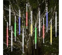 Vikdio Lluvia de Meteoros Luces de lluvia, 50cm 16 Tubos de Espiral 864 LEDs Nieve Caída Luces de Cuerda para la Boda Árbol de Navidad Decoración del Hogar, Soporte 2 Juegos Gancho (Multicolor)