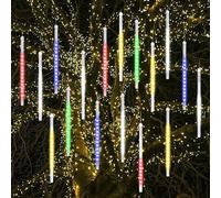 Vikdio Luces de Navidad al aire libre, Luces de Lluvia de Meteoros 16 Tubos Espirales (30cm 480 LEDs) Longitud 5.25m, Luces de Icicle Impermeables para Decoración Navideña al Aire Libre, Multicolor
